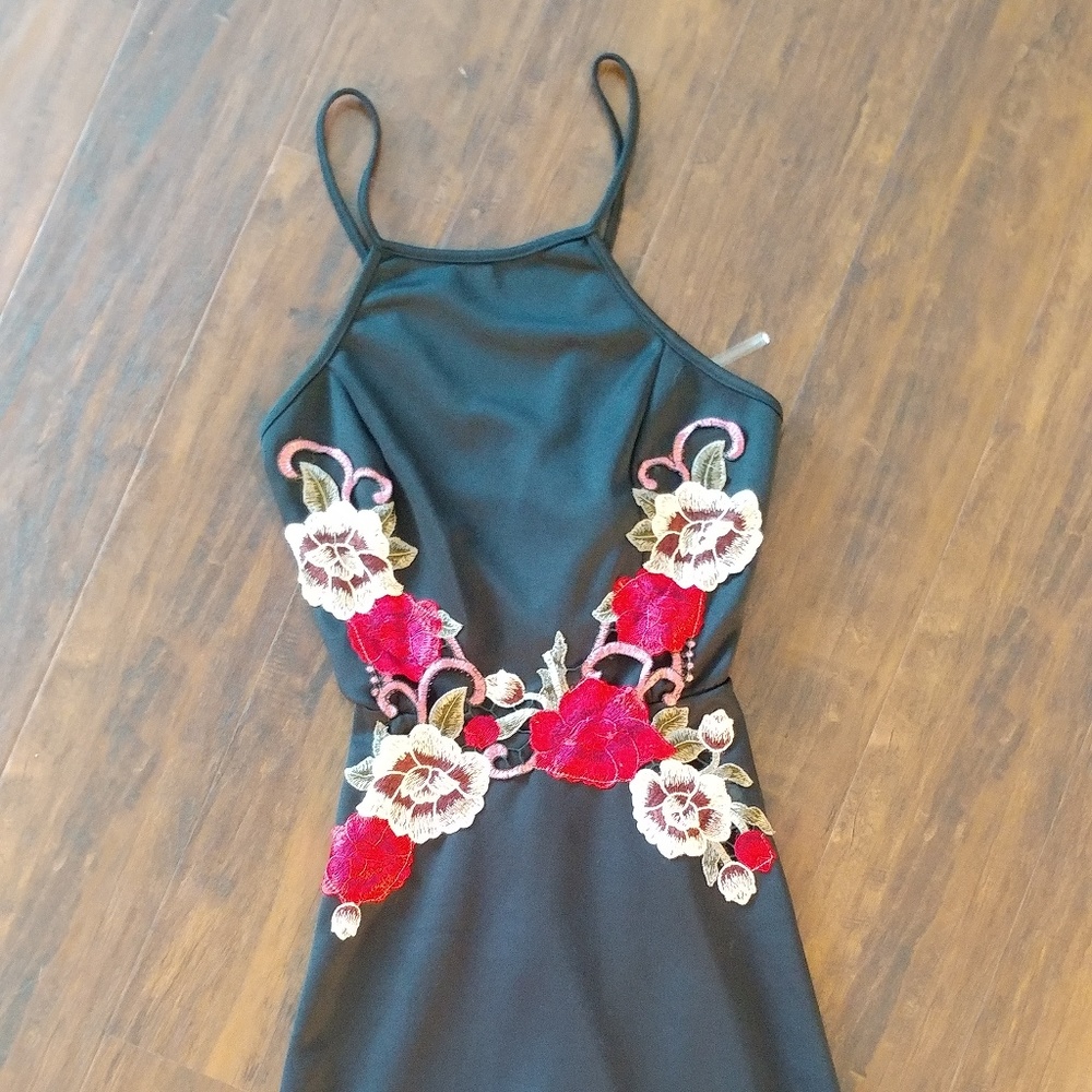Black and Floral Lace Dress